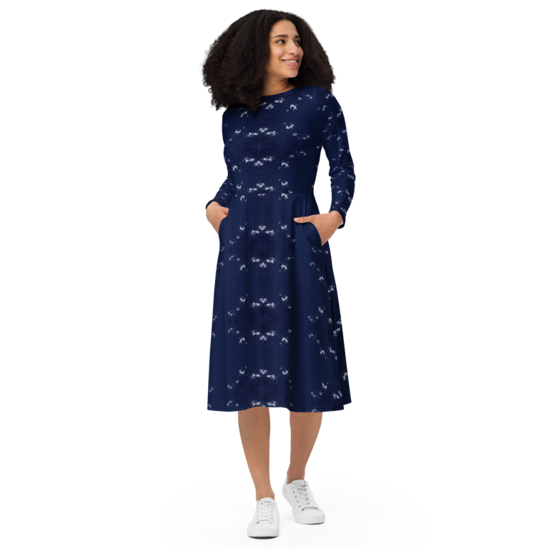 all over print long sleeve midi dress white front 666aeea8a3f4d.png